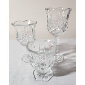 Home Interiors and Gifts 3 Piece Stemmed Candle Holder Set Homco 1122-BD Vintage